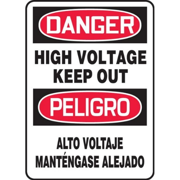 Accuform SBMELC128JVA Aluminum Sign 14 Length x 10 Width LegendDANGER HIGH VOLTAGE KEEP OUT/PELIGRO ALTO VOLTAJE MANTENGASE AFUERA Red/Black on White Accuform SBMELC128JVA Aluminum Sign 14 Length x 10 Width LegendDANGER HIGH VOLTAGE KEEP OUT/PELIGRO ALTO VOLTAJE MANTENGASE AFUERA Red/Black on White